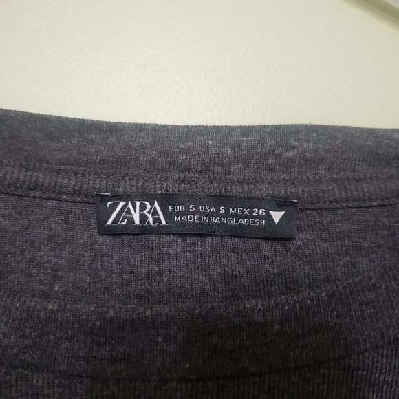 Zara Gray Long Sleeve T-Shirt Size Small - Picture 2 of 3